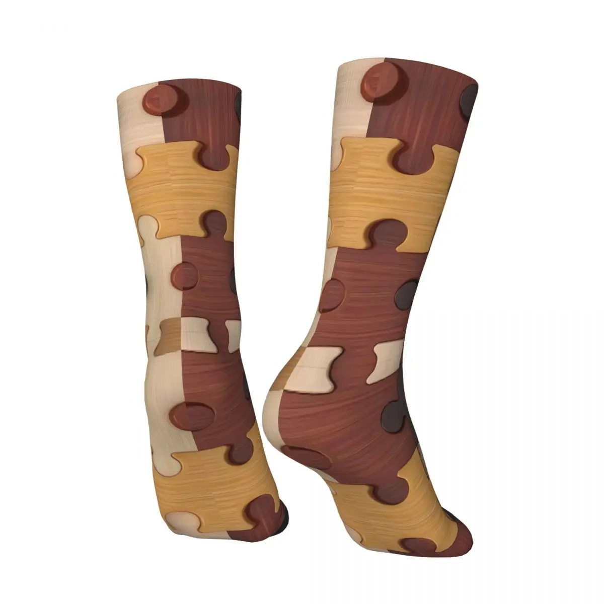 Hip Hop Vintage Jigsaw Wooden Puzzle Pattern Design Crazy Men's Socks Unisex Jigsaw Puzzle Harajuku Seamless Printed Crew Sock