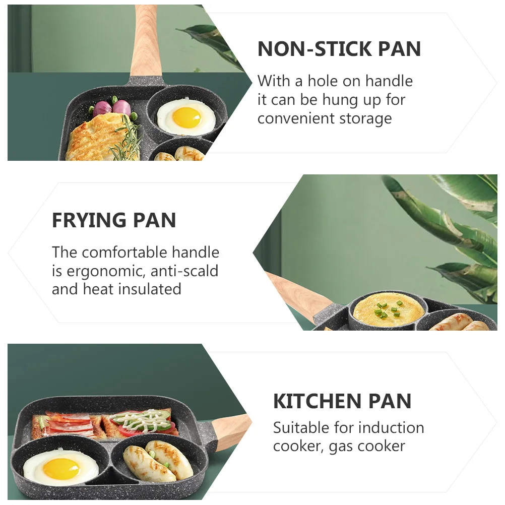 

1pc Breakfast Pan Steak Frying Pan Non-Stick Medical Stone Coating Wear-Resistant Bottom Ergonomic Handle For Induction Gas