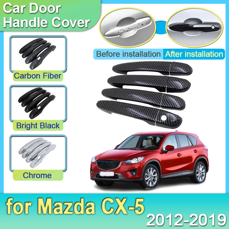 4pcs Carbon Fiber Door Handle for Mazda CX-5 CX5 CX 5 KE KF 2012-2019 2014 2015 2016 2017 2018 Comfort Part Set Car Accessories