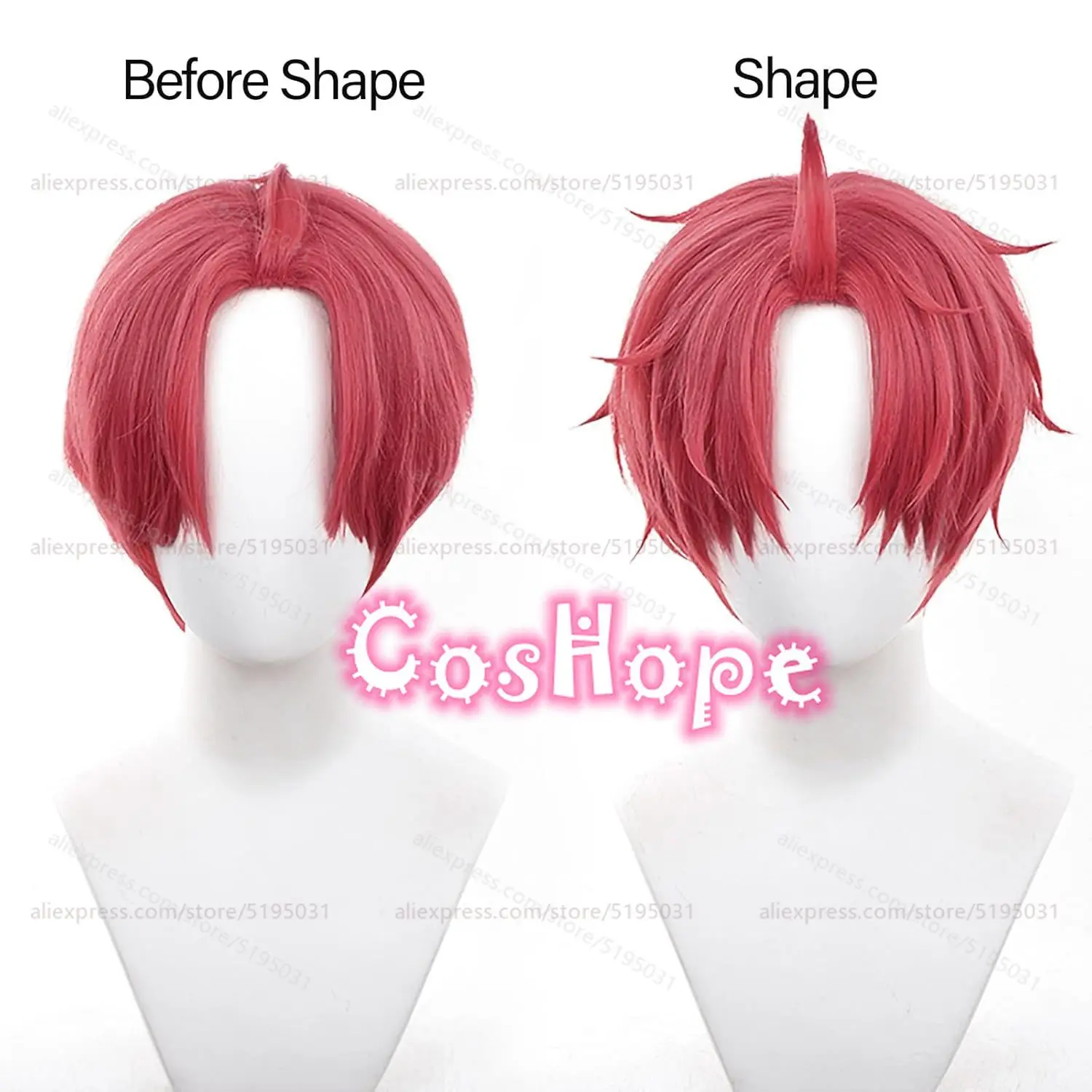 Jiji Cosplay Wig Jin Enjoji 30cm Short Red Wig Cosplay Anime Heat Resistant Synthetic Wigs for Adult Cos Party Halloween