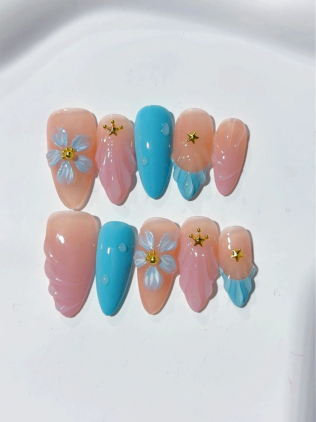 

French Sweet Goddess Style Nail Art Fashion Manicure (D348)