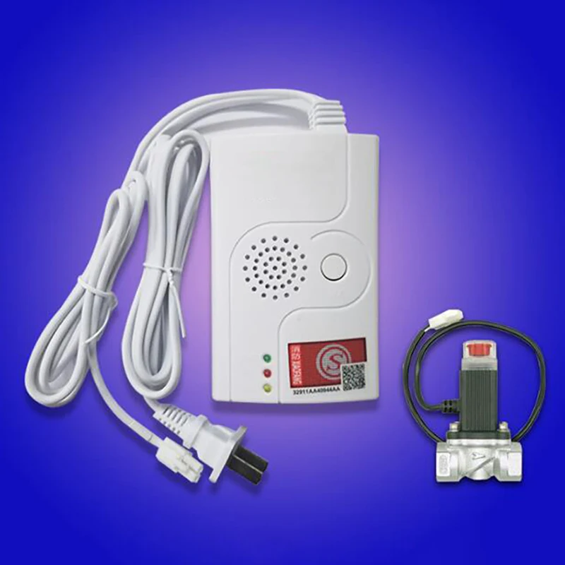 1 Set Gas Alarm Solenoid Valve Kit Combustible Gas Detector Leak Detection Alarm, Home Kitchen Smart Sensor Gas Detector Device