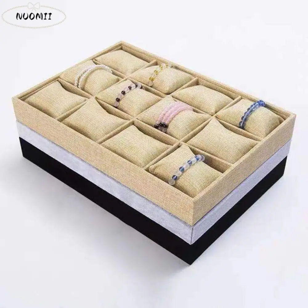 

Flannel Jewelry Display Trays Velvet Surface 12 Adjustable Compartments Jewelry Organizer Tray Adjustable Stackable