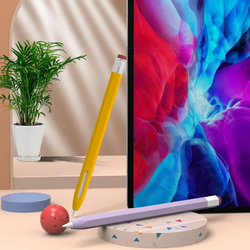 For  Apple Pencil 1st 2nd Silicone Pen Case  Apple Pencil 1 2 Color Matching Stylus Protective Case Non-slip Anti-fall IPad Pen