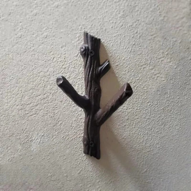 Vintage Tree Branch Wall Coat Rack, Cast Iron Hooks, Creative Wall Decor, Heavy Duty Hanger for Entryway Hat Bag Key Storage