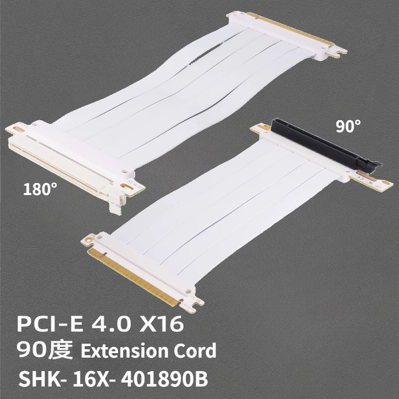 PCIE 4.0 x16 Riser Cable, Gen4 90 Degree White Color, Compatible with GeForce RTX 40/30 Series / AMD Radeon RX7000/RX6000 Series
