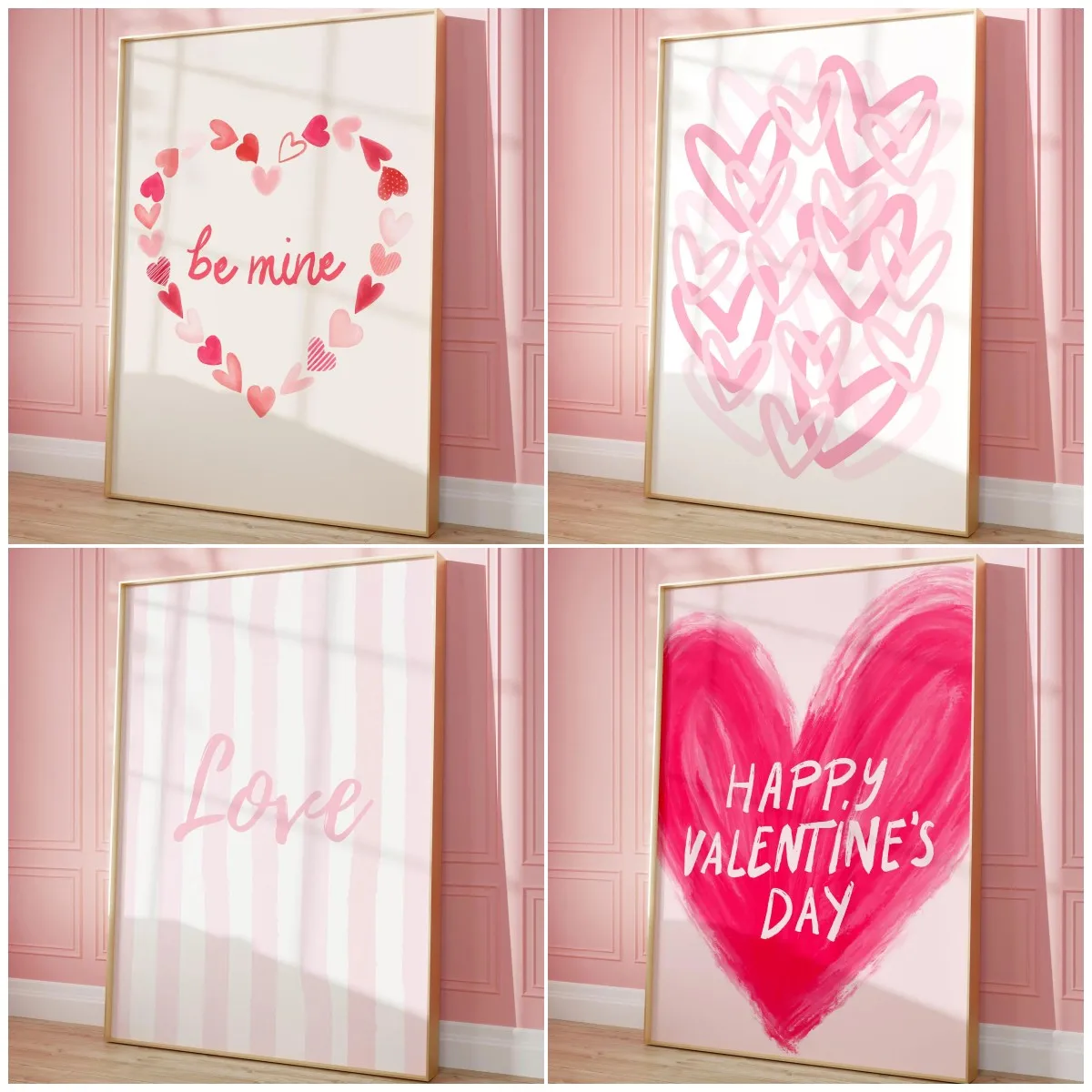 1pc frameless Love Valentines Day Poster, Valentines Day Decor, Typography Wall Art, Trendy Pink Wall Art, Happy Valentine's Day