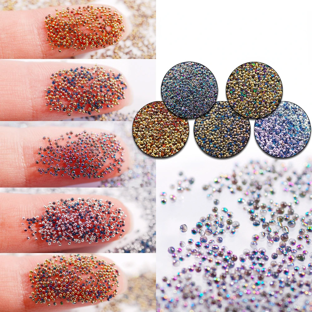 Hot Selling High Quality Manicure Double-sided Color Microbeads Micro Drill Caviar Fairy Beads DIY Nail Decoration Accessories