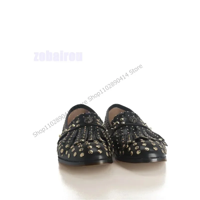 

Gold Rivets Decor Tassels Men Loafers Fashion Comfort Slip On Men Shoes Luxury Handmade Party Banquet Big Size Men Dress Shoes