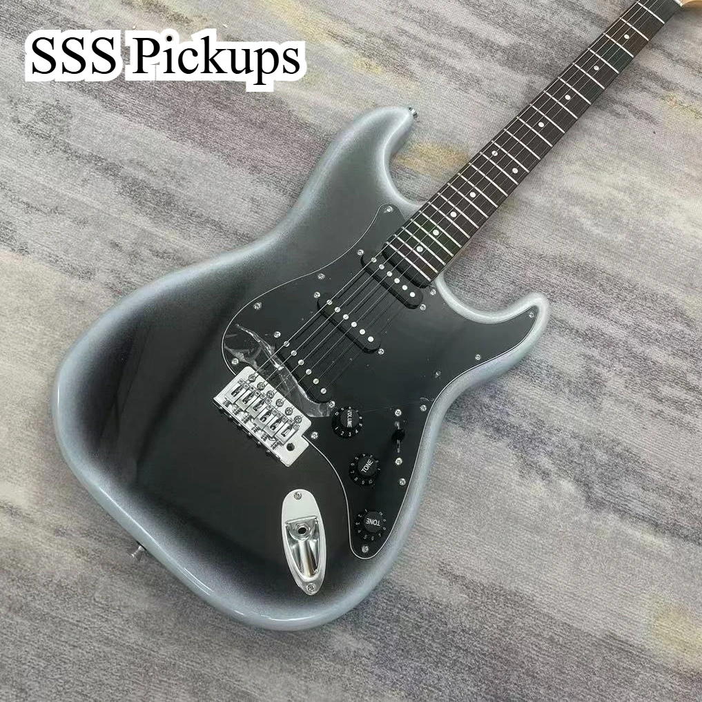 Grey Black Gradient STD Electric Guitar Mahogany Body Rosewood Fingerboard SSS Pickups Pop Rock Stage Guitar