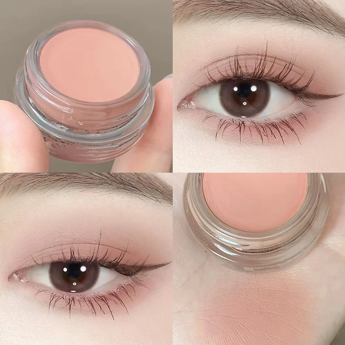 Matte Nude Eyeshadow Cream Silky Waterproof Soft Eye Shadow Pigment Primer Pink Brown Long-lasting Monochrome Peach Eye Shadow