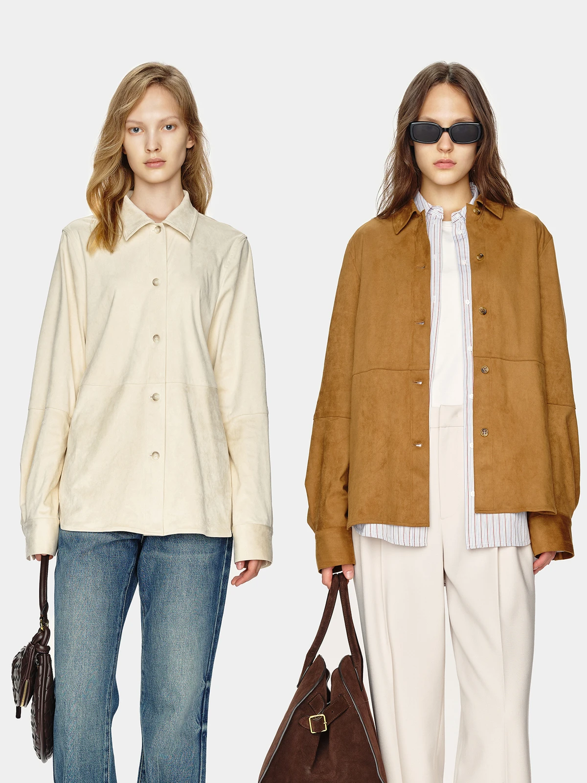 

Marllen Casual Loose Long Sve Suede irt Women's Spring New Sle Faionable Versatile Comfortable Polyester Blend