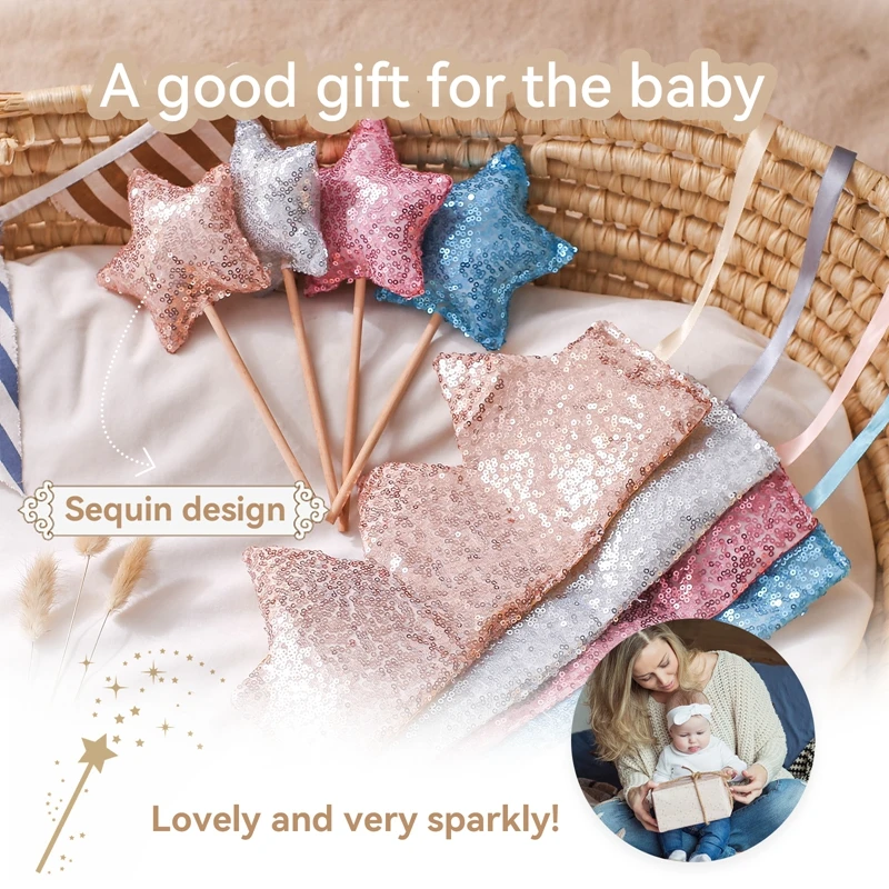 Baby Photography Accessories Sequin Birthday Hat Star Stick Happy Birthday Decoration For Newborn Boys And Girls Birth Best Gift