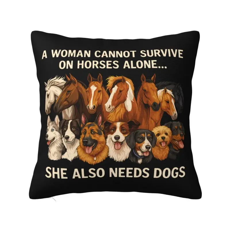 Funny Horses Dogs Quotes Throw Pillow Covers Home Decor Modern Cushions Cover For Sofa Chair Square Polyester Pillowcase