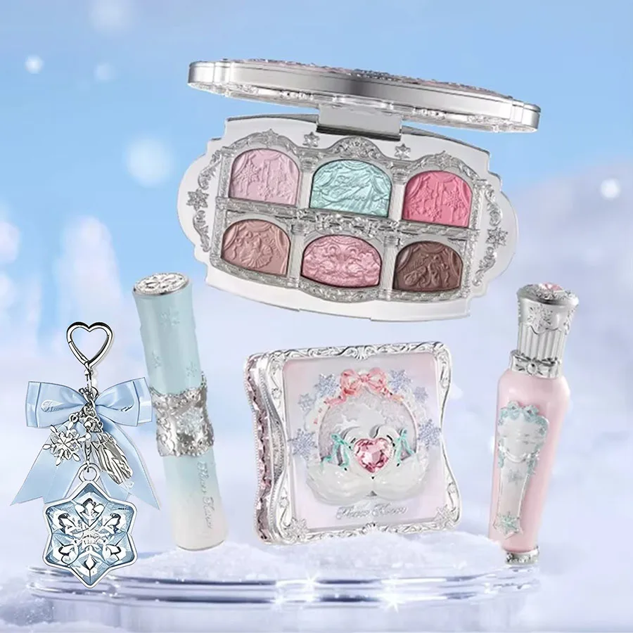 Flowerknows Snow Ballet Complete Makeup Kit Lipgloss,Snow Blush,Shimmer Eyeshadow Palette Setting Powder Eye Liner 5pcs