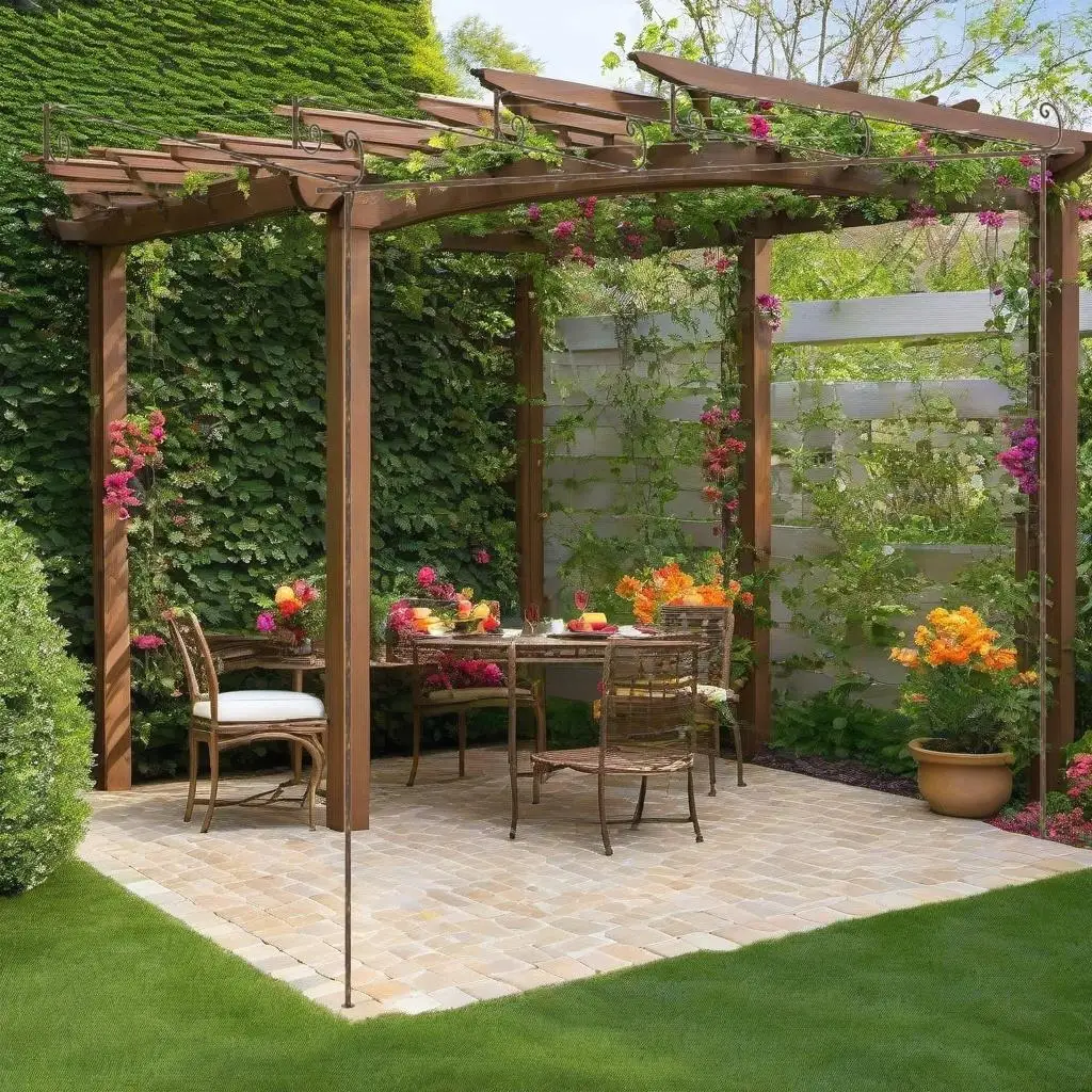 Antique Brown Garden Pergola 13.1'x9.8'x8.2' Durable Iron Outdoor Structure