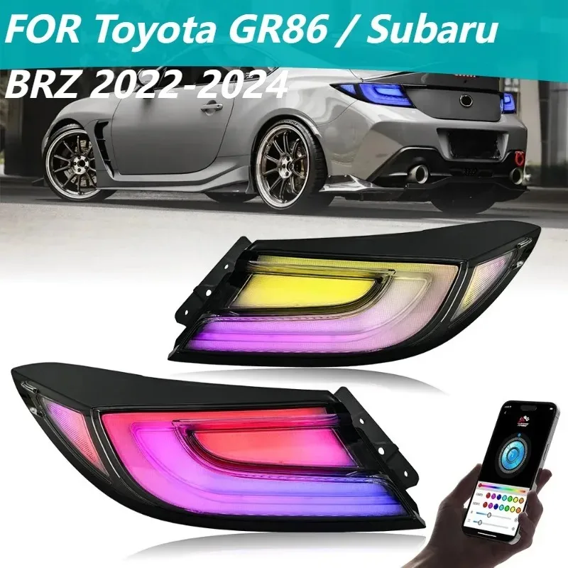 

For Toyota GR86 / Subaru BRZ 2022-2024, 1 Pair RGB LED Clear Turn Signal Tail Lights