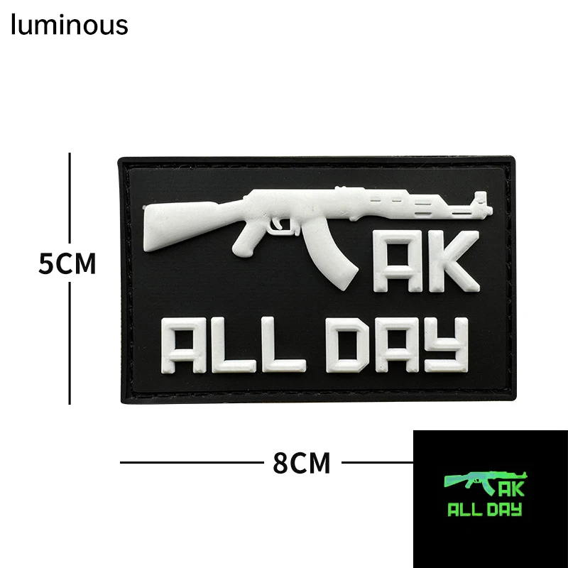 AK AR  patches hook PVC NO PAIN NO GAIN luminous Badges Soft Rubber Tactical Patch For Clothing Bag DIY Accessories