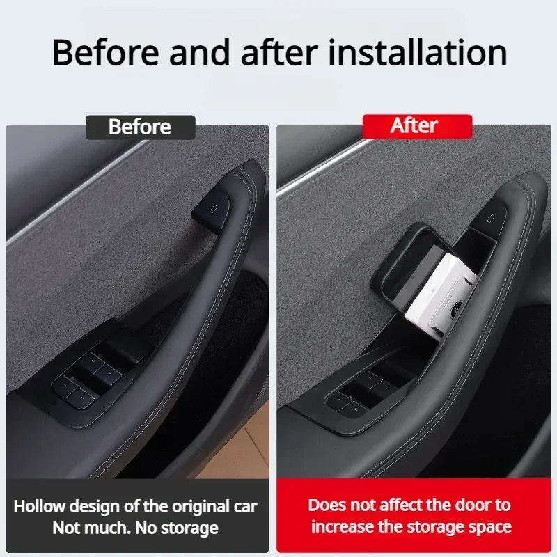 Four-door Inner Handle Storage Box for Tesla Model 3/Y/3+ Highland 2024 Convenient All-inclusive Storage Box Car Accessories