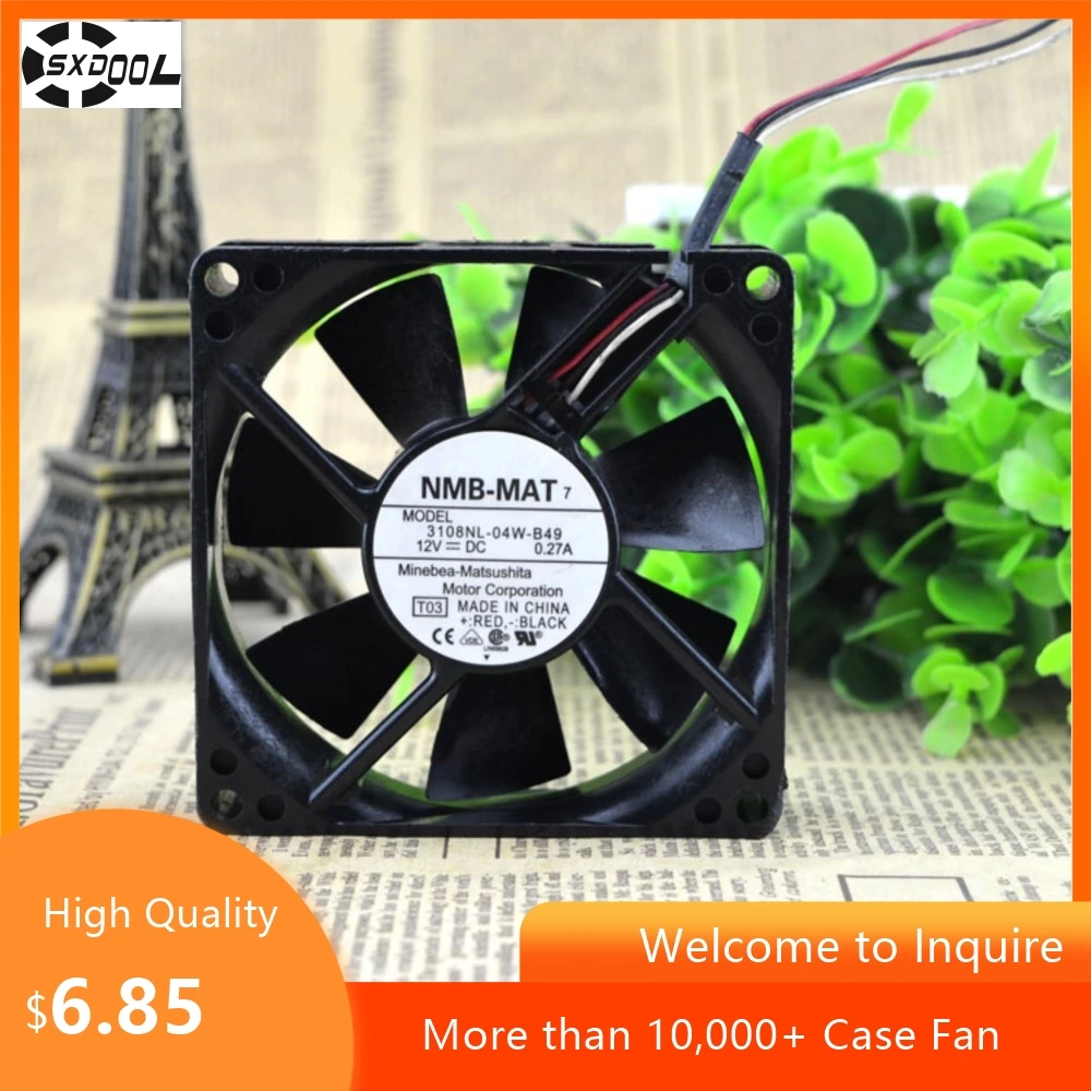 3108NL-04W-B49 for NMB 80X80X20mm DC12V 0.27A 8cm Chassis Cooling Fan