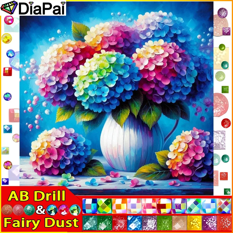 DiaPai Fairy Dust AB Diamantgemälde „Vasen Blume“ voll quadratisch rund Diy 5D Diamant Stickerei Bild Strass Kunst