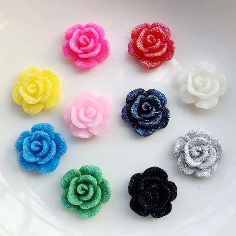 160pcs 13mm resin little rose flower flat back cabochon for DIY Hair Clip Ornament Scrapbook Accessories  E31