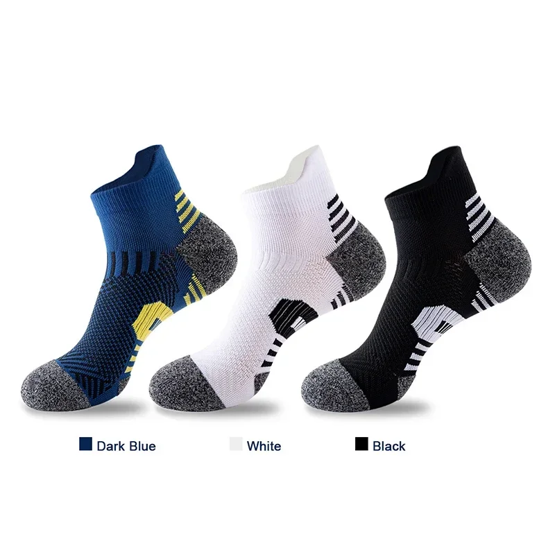 3Pair Professional Fitness Sports Socks Towel Bottom Non-Slip Running Socks Men Women Short Quick-Drying Basketball Training Sox