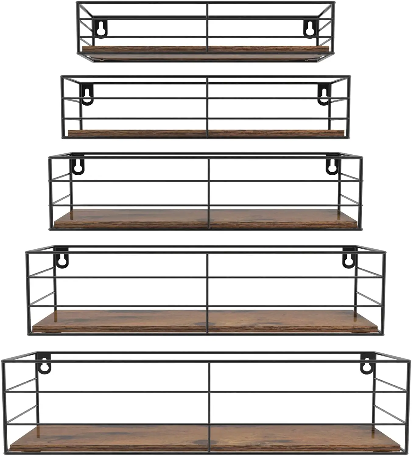 

Floating Wall Shelves Set of 5, Wall Mounted Bathroom Shelves, Hanging Storage Shelf for Bathroom, Kitchen, Bedroom, Li