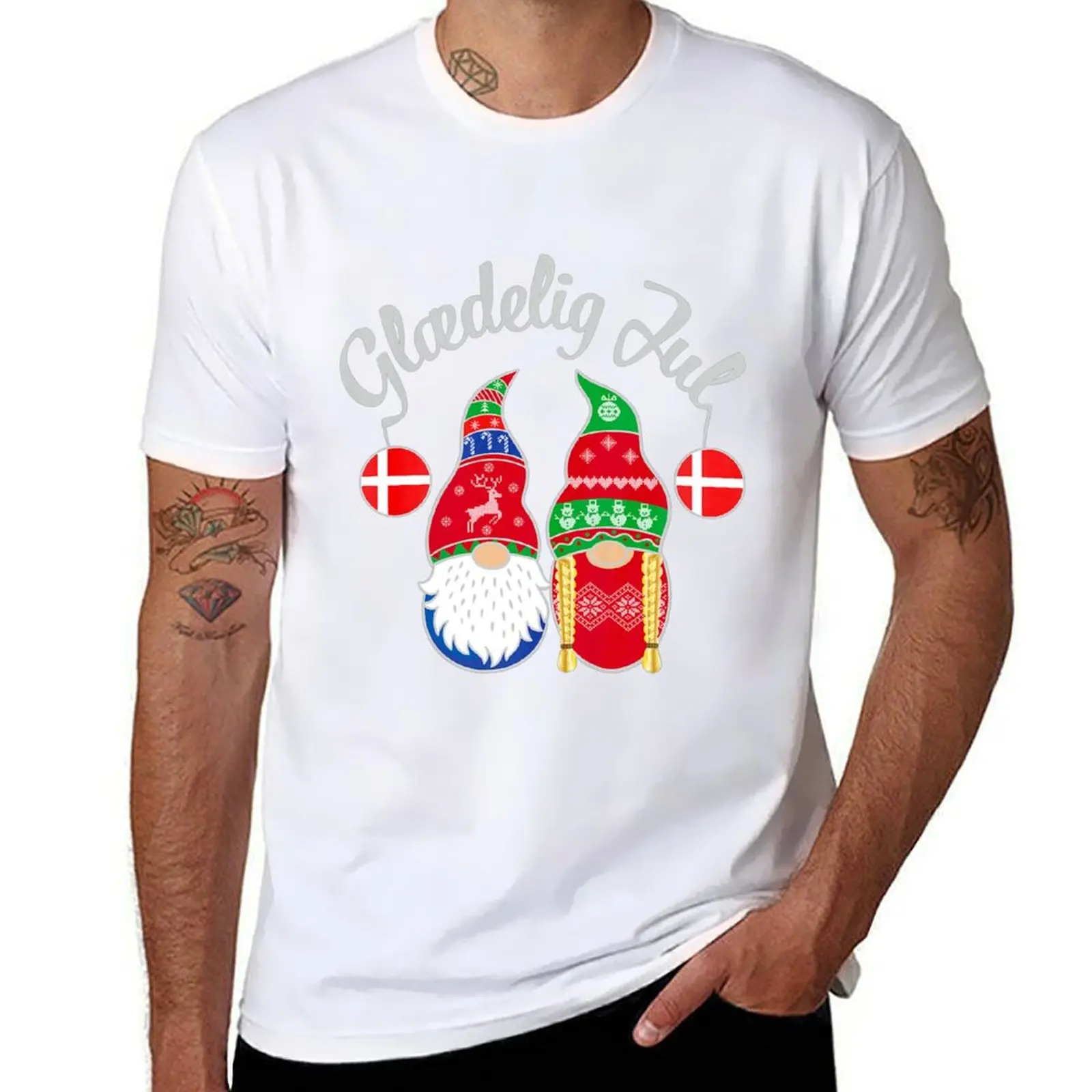 

Glaedelig Jul Danish Merry Christmas Denmark Nisse T-Shirt t shirts cotton 100% t shirt personalised T-Shirt