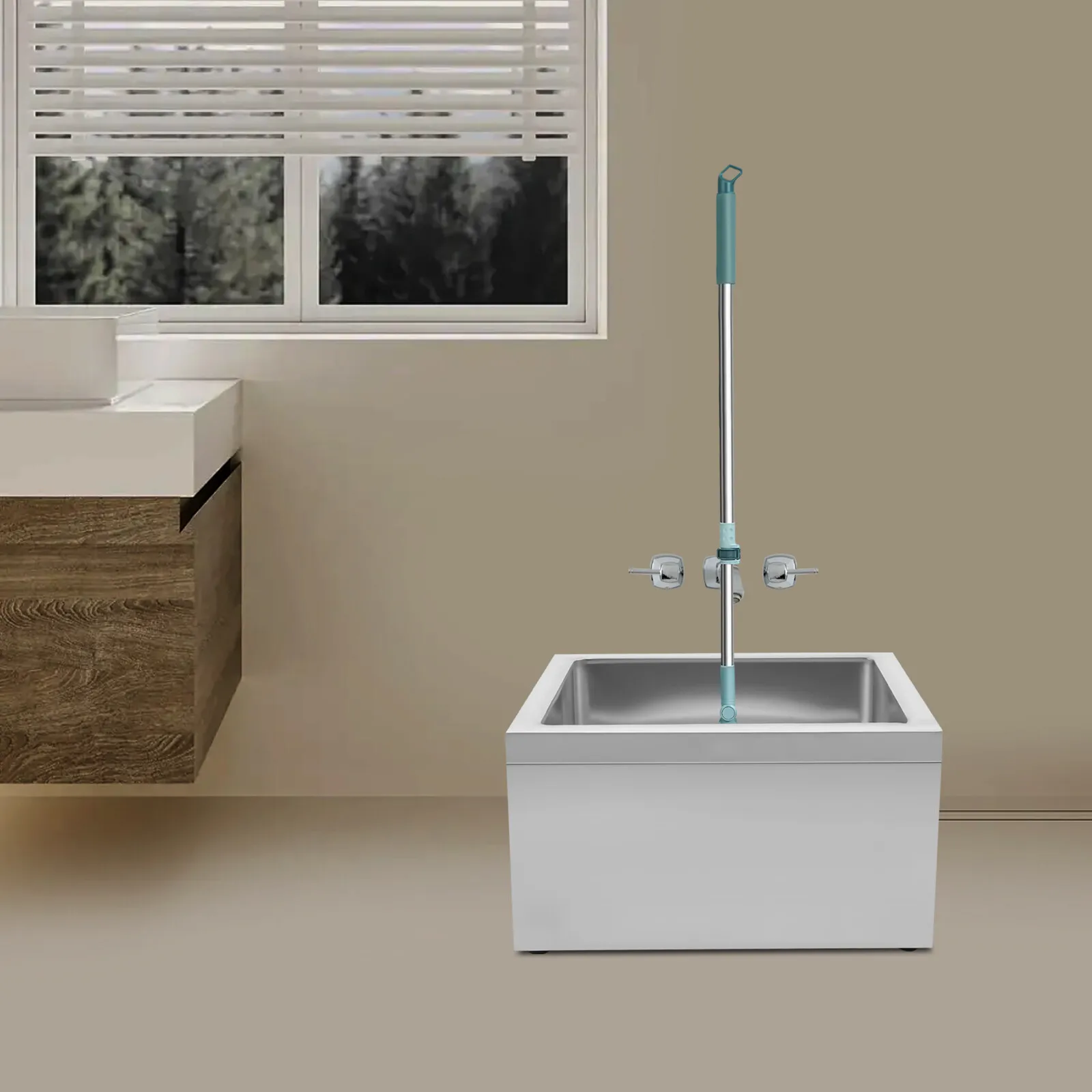 

Stainless Steel Commercial Floor Mop Sink, 304 Stainless Steel, Deep Sink, Anti-Slip Feet, Large Capacity for Restaurants