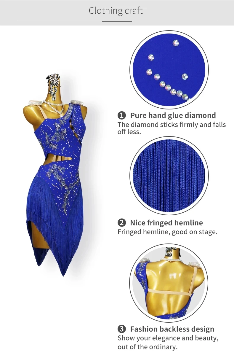 2026 Lateinamerikanische Tanzkleidung Damen Ballsaal-Partykleid Mädchen Midi-Rock Trainingskleidung Fransen-Wettkampf-Outfit Sexy Samba-Kostüm – Detail 6