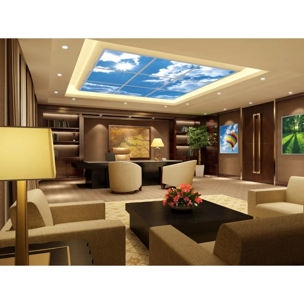 Lucernario da soffitto decorativo finto 20w 40w 30x30 60x60cm pannelli luminosi a Led senza cornice Sky 60x60