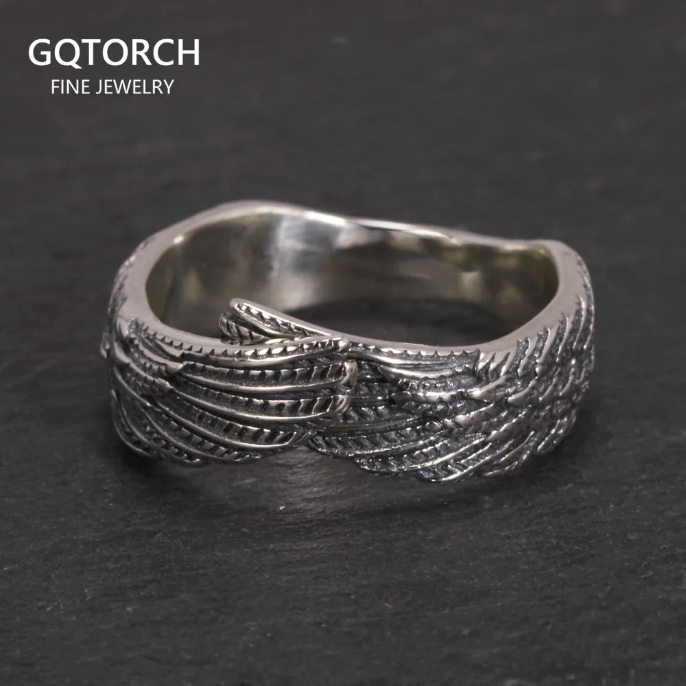 925 Sterling Silver Vintage Angel Bat Wing Demon Eye Hip Hop Adjustable Couples Rings for Men and Women Viking Jewelry