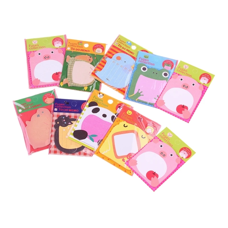 School and Office Note in Animal Styles, 10 Memo Pad with 20 Sheets Each, 80X53Mm Small Note Set for To Do Lists,