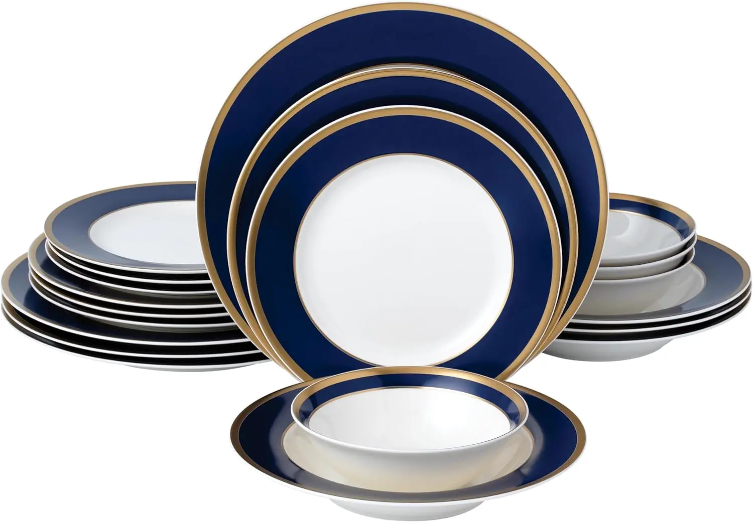 

20-Piece Bone China Dinnerware Set, Service for 4, Cobalt Blue