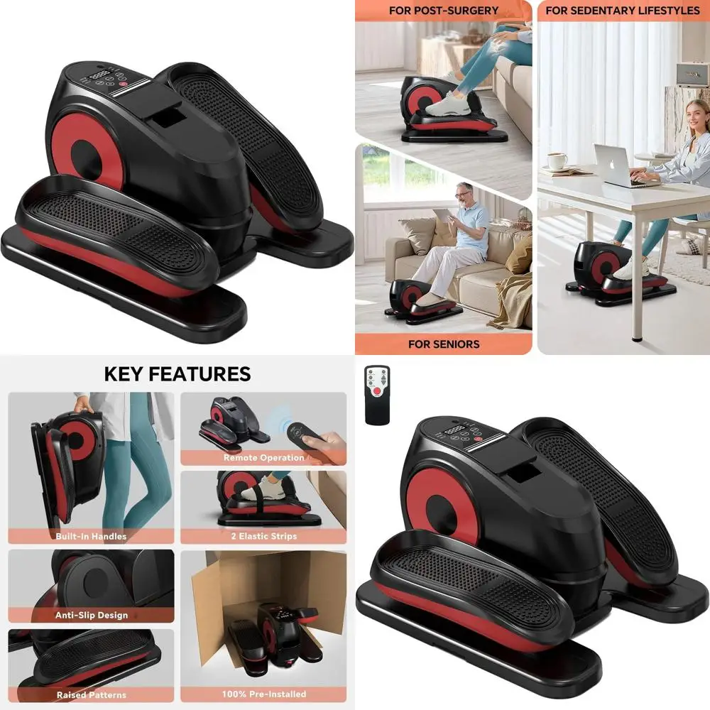 

Fully Assembled Electric Under Desk Elliptical with 16 Adjustable Levels, Quiet Operation, Remote Control, and Non-Slip Foot Str