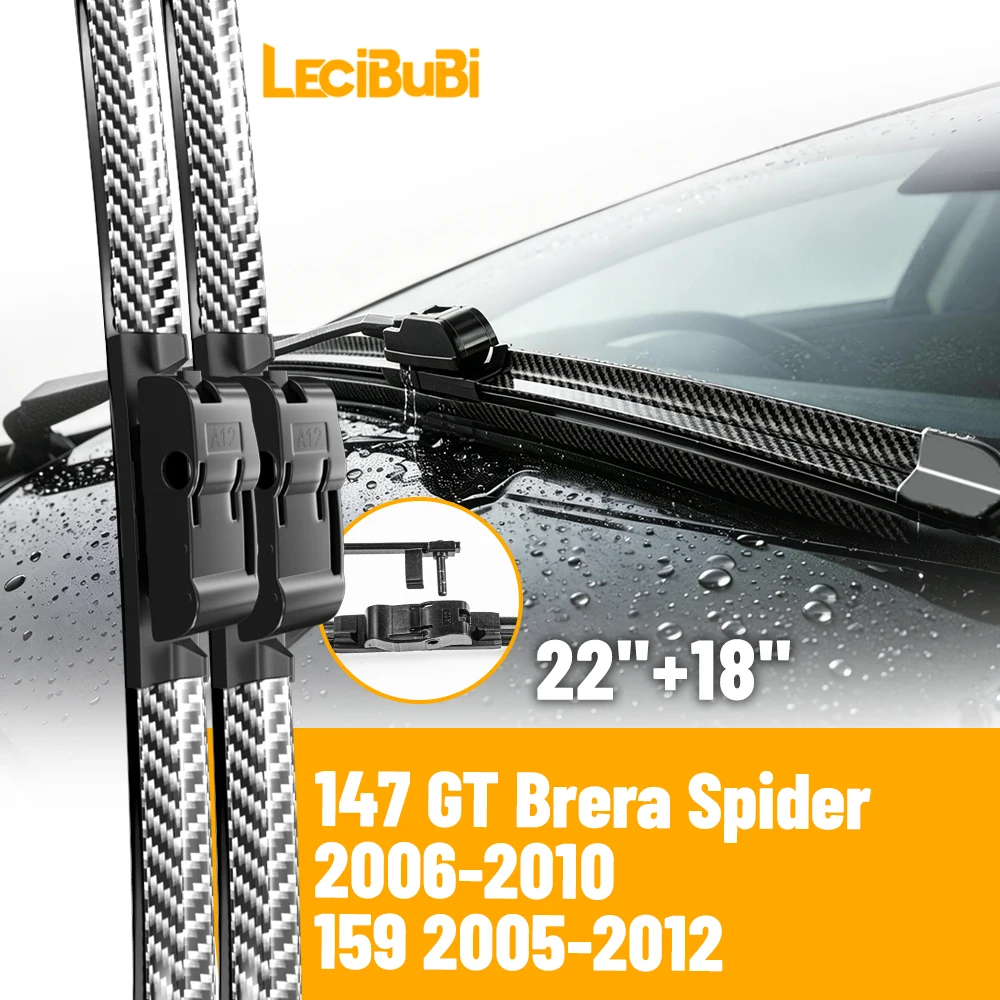 

2pcs Front Windshield Windscreen Wiper Blades For Alfa Romeo 159 147 GT Brera Spider Rubber Brushes Car Accessories 22"+18"
