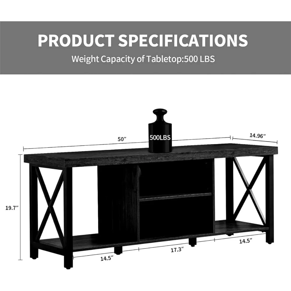 Stand for up to 55 Inches,  Cabinet with Open Storage, TV Console Unit with Shelving for Living Room, Entertainment Room