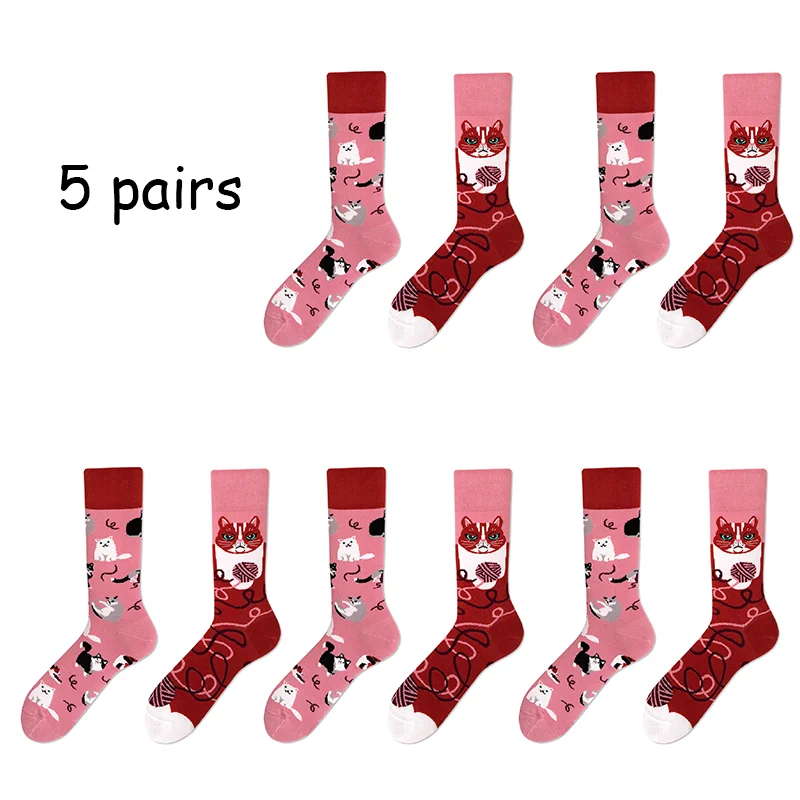 Chaussettes longues en coton peigné pour femmes, nouveauté colorée, chaussettes amusantes, chaudes, décontractées, mode automne et hiver, qualité, lot de 5 paires