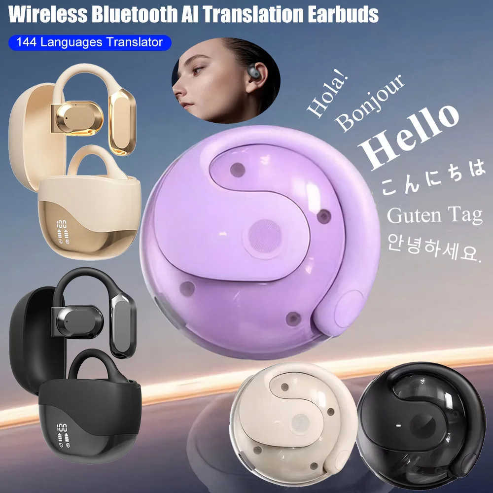 144 langues traducteur casque traducteur vocal intelligent sans fil Bluetooth AI traduction écouteurs pour les voyages et les affaires
