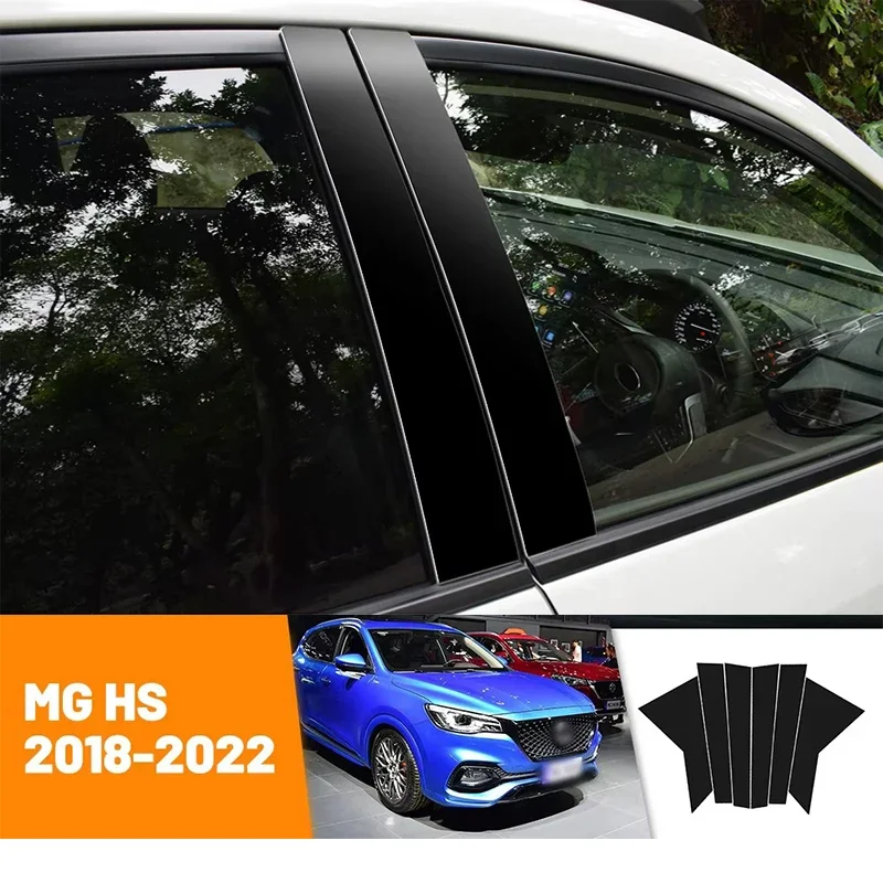 

For MG HS 2018-2022 2019 2020 2021 Black Carbon Fiber Doors and Windows B C Pillars Column Decorative Stickers