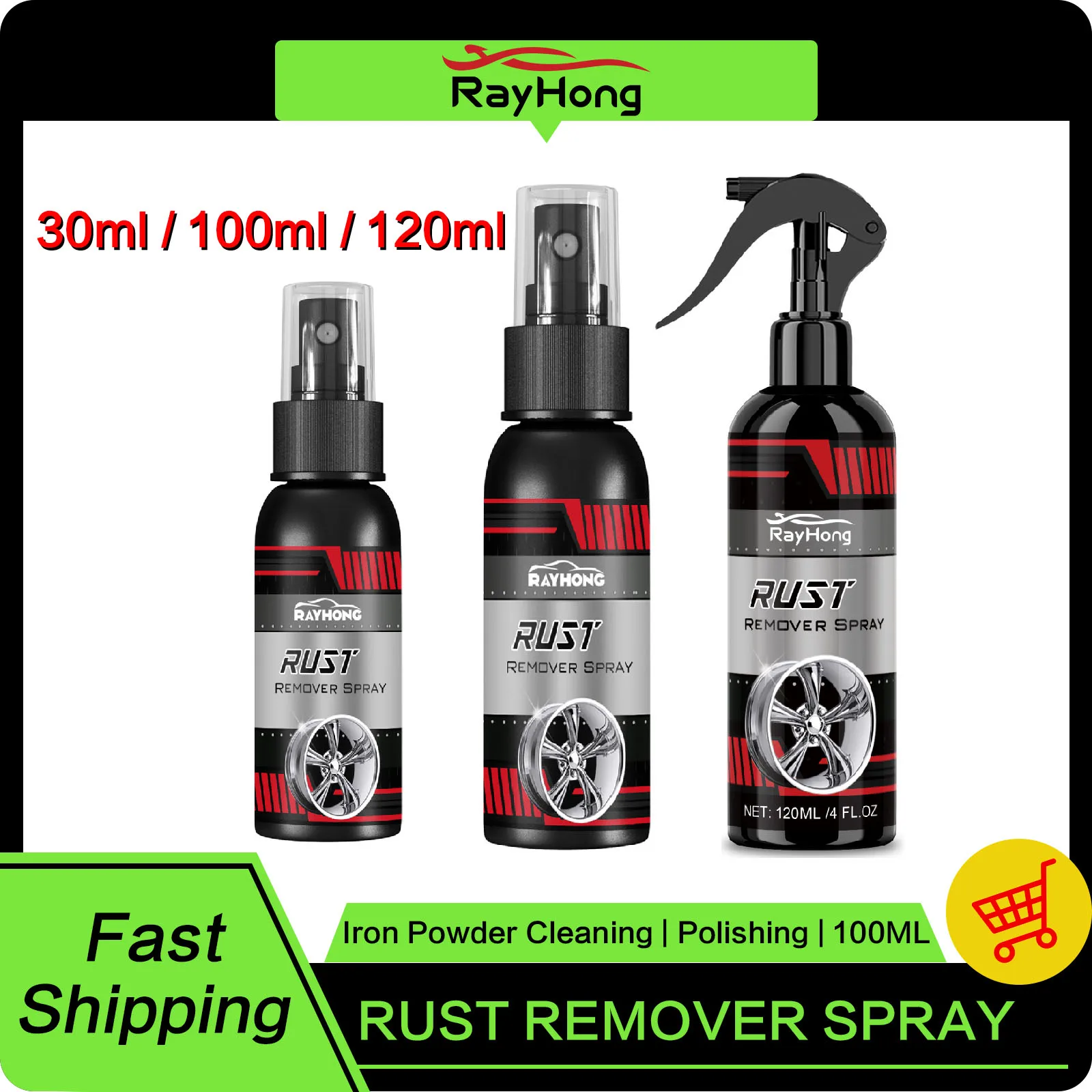 

30/120ml Rust Remover Spray Iron Powder Cleaner Metal Chrome Paint Rust Cleaning Car Maintenance Rust Inhibitor Derusting Liquid