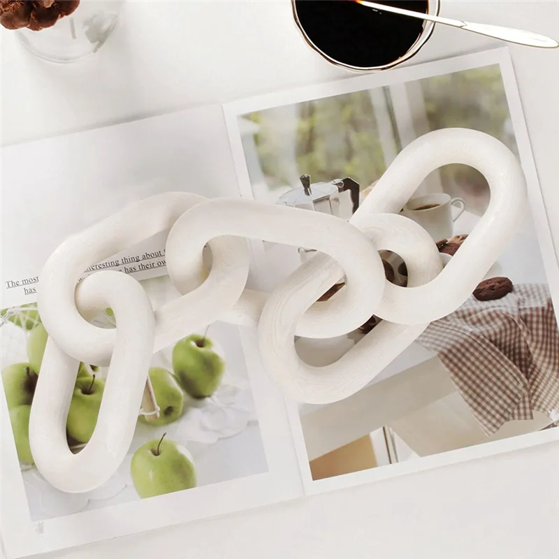 LICE-سلسلة خشبية ربط ديكور المنزل اليد 5-حلقة الفن الحرفية زخرفة لطاولة صينية مزرعة مكتب ريفي الجدار الديكور