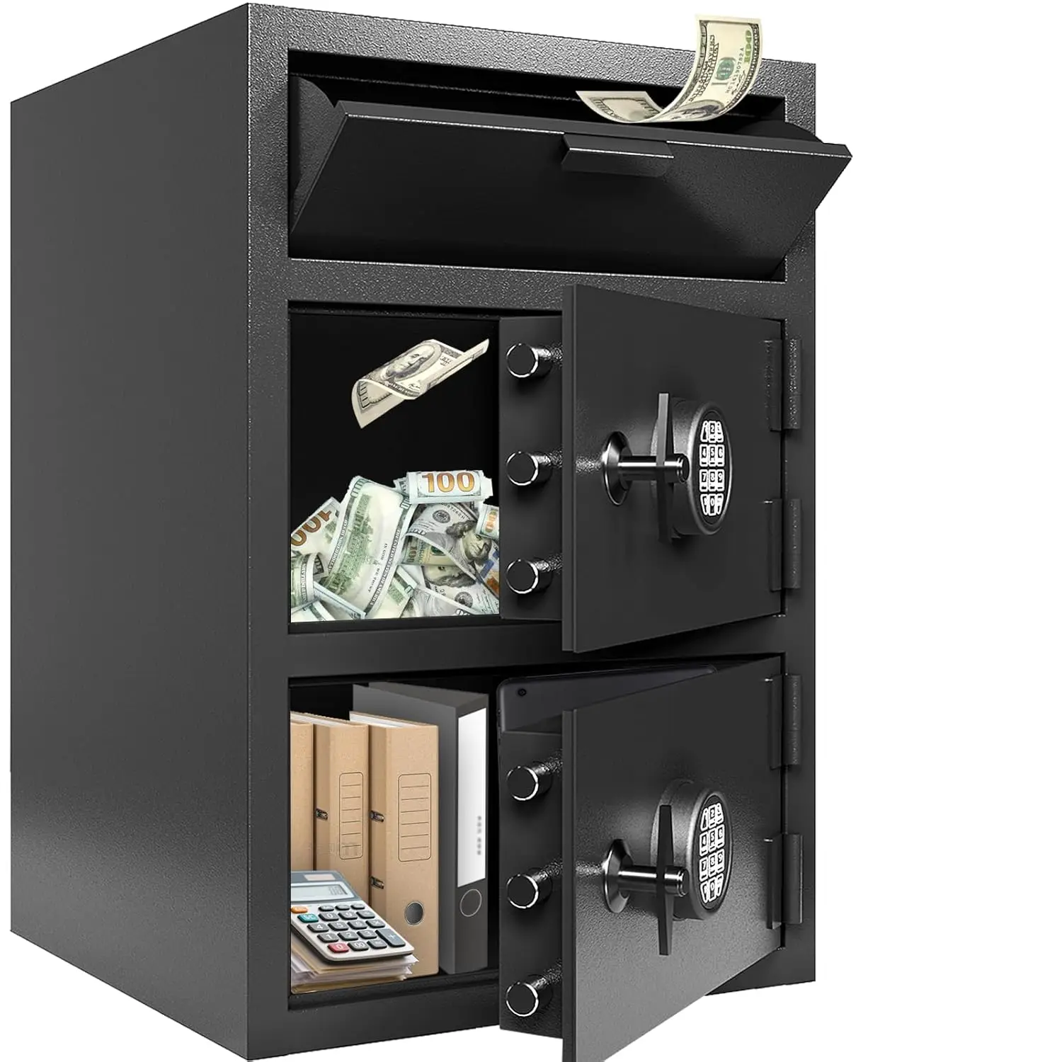 

9.5 CUB Drop Safe Heavy Duty Dual Door Safe Box Fireproof Waterproof Money Safes Box withDigital Combination and, Customized