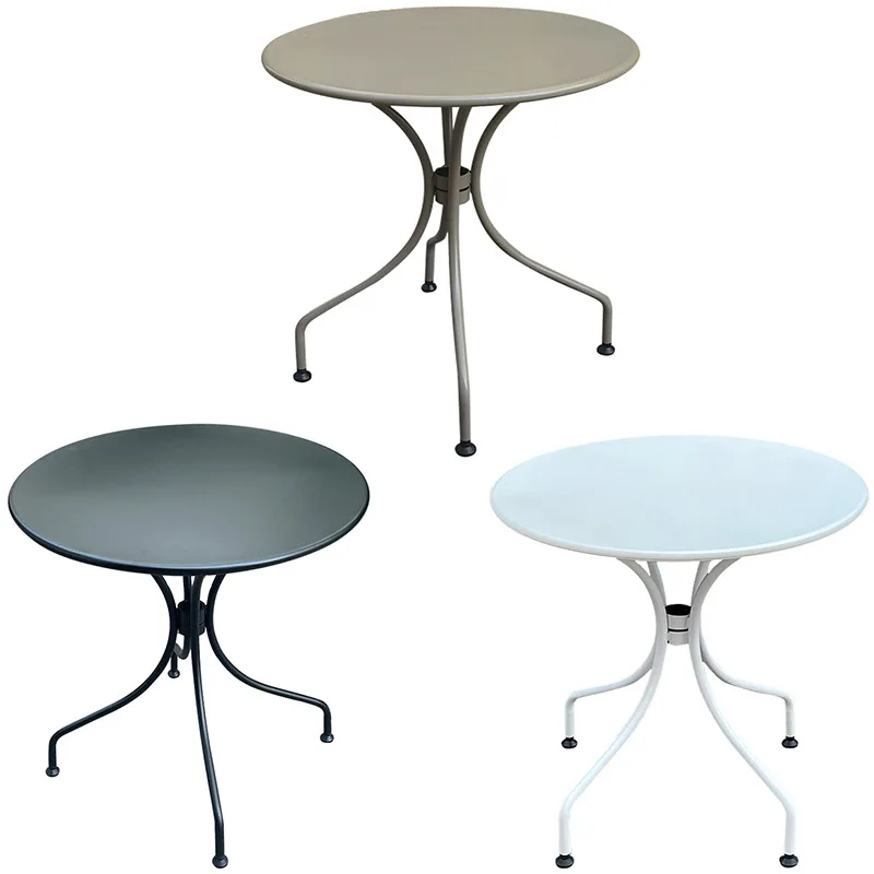 Iron e round white black iron table coffee milk tea table casua