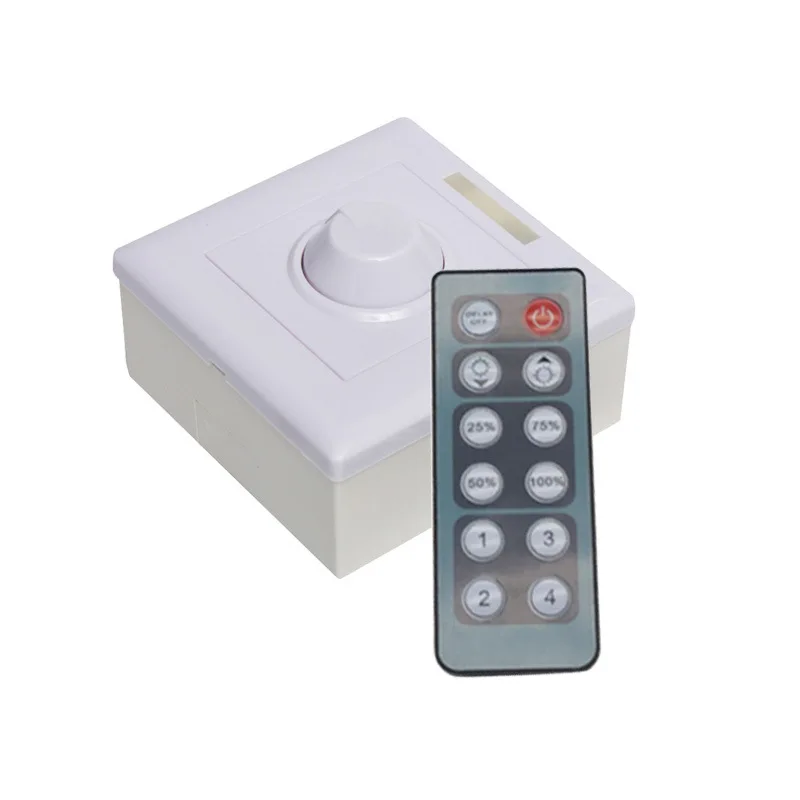 DC12-24V Knob LED Dimmer Switch Brightness Controller With IR 12Keys Remote Control Kits for Single Color Led Strip Lights