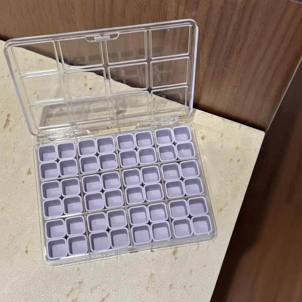 48 Grids Nail Accessories Storage Box Plastic Transparent Bead Screw Container Compartment Pure Color Jewelry Earring Box Home