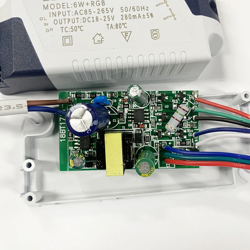 LED Driver 6W+RGB Transfermer For Ceiling Downlight 2 Channels Output 280mA,With 5pin Connetor IR Head AC110-265V  Various model