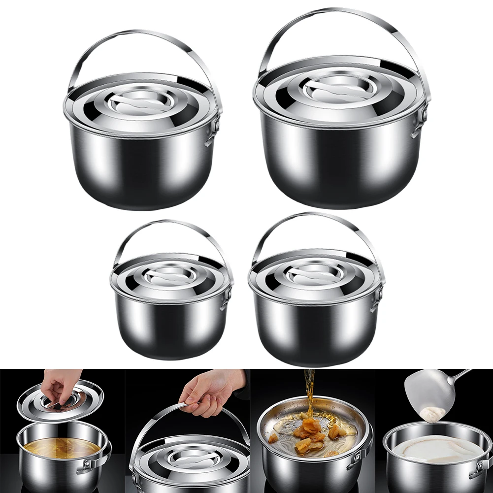 

Stainless Steel Soup Oil Filter Pot With Lid Oil Strainer Basin Bowl Stackable Soup Oil Filter Pot Home Kitchen Supplies