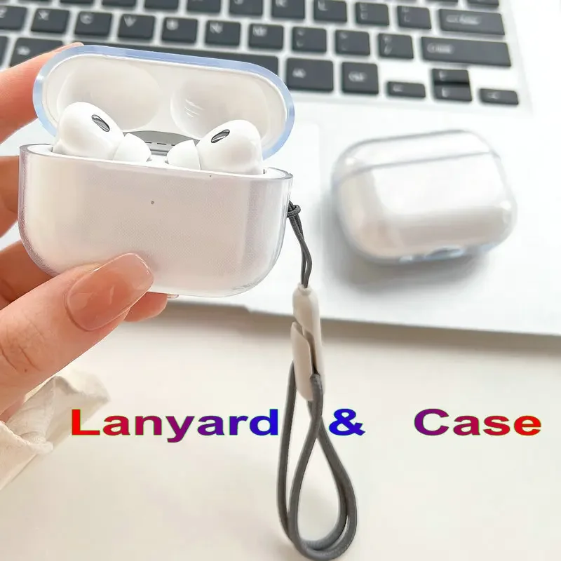 Anti-lost Nylon Tpu Silicone Earphone Clear Cover Case Lanyard Rope For Apple Airpods Pro 2 Air Pods Pro2 For Airpods Lanyard